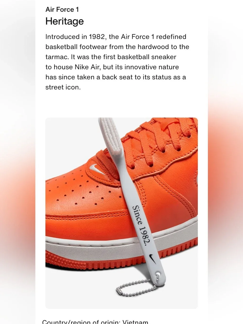 NWT Nike Air Force 1 Men's Orange Low-Top Sneakers with Jewel Swoosh